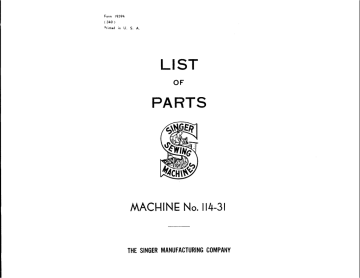 Singer 114-31 Sewing Machine User Manual | Manualzz