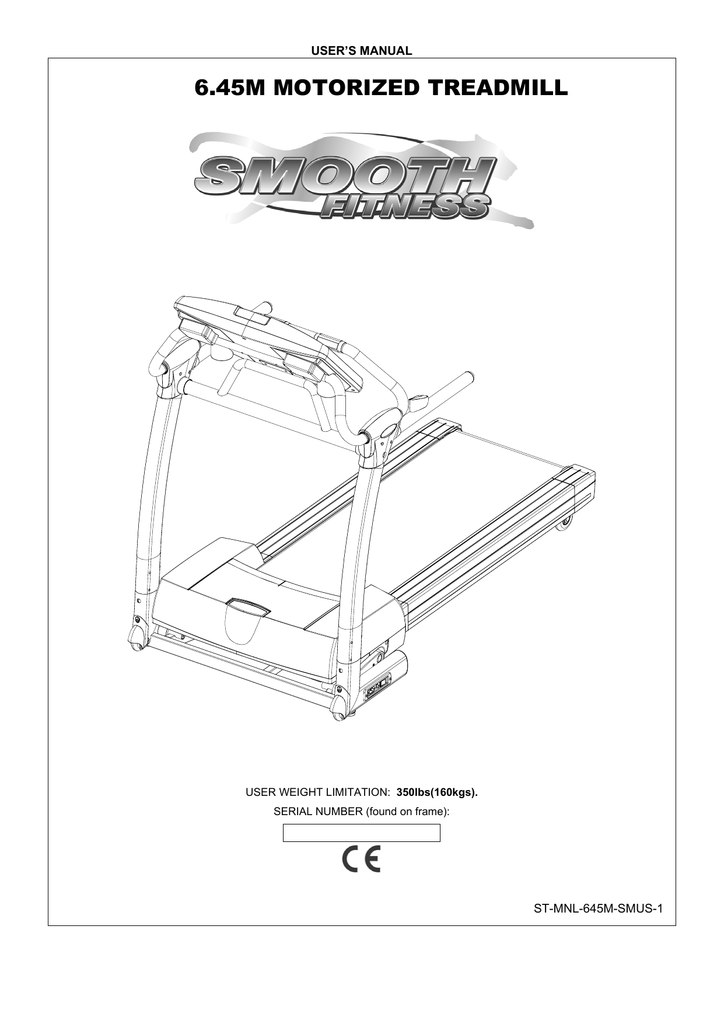 Smooth Fitness 6.45M Motorized Treadmill Treadmill User Manual Manualzz