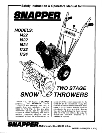 what year is my snapper snowblower