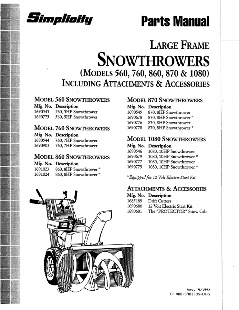 Snapper 760 Snow Blower User Manual Manualzz