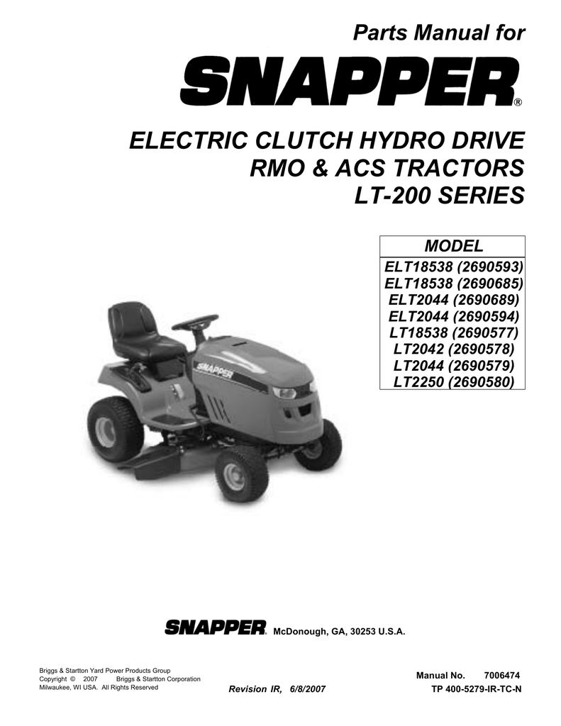 Snapper ELT18538 (2690685) Lawn Mower User Manual | Manualzz