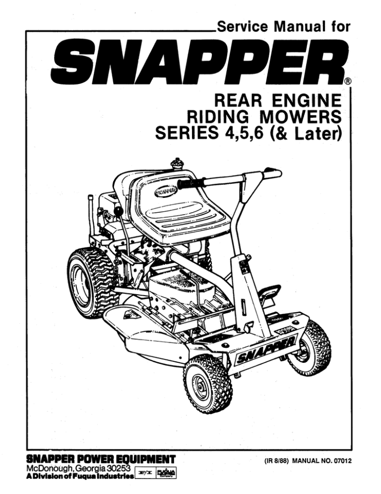 Snapper Serie 5 Lawn Mower User Manual Manualzz