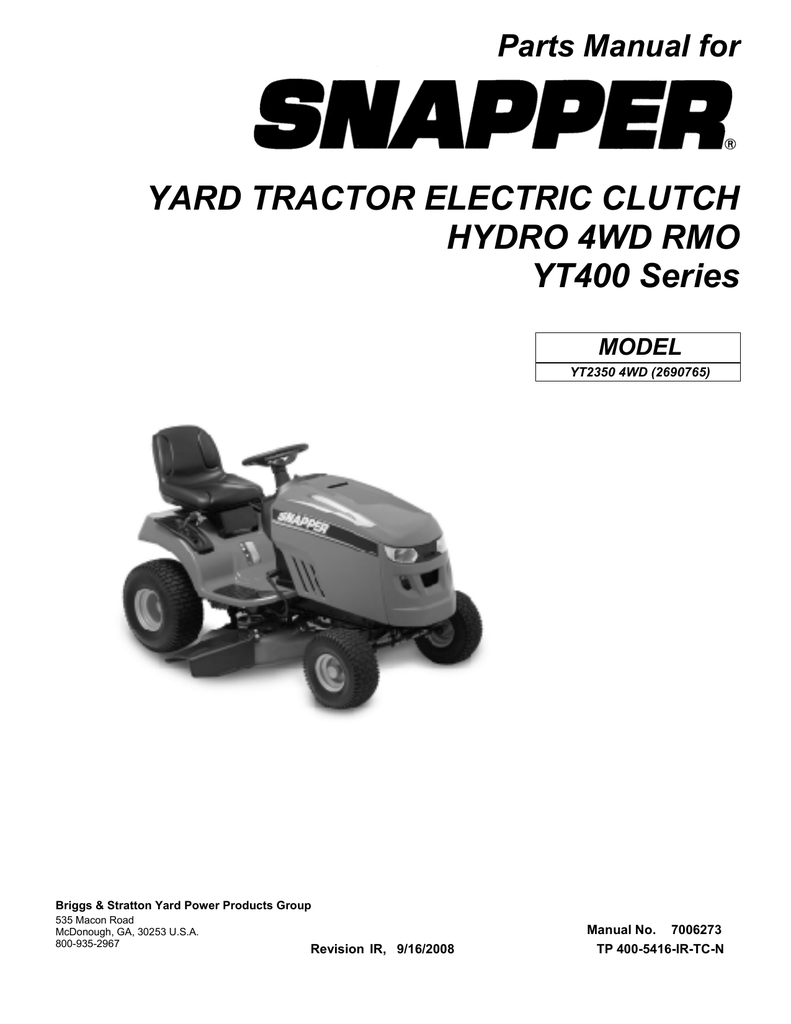 Snapper Yt2350 4wd Lawn Mower User Manual Manualzz