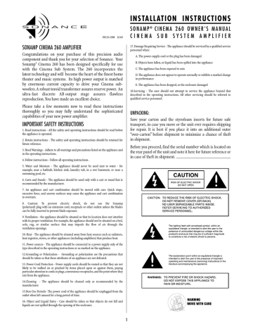 Sonance 260 User manual | Manualzz