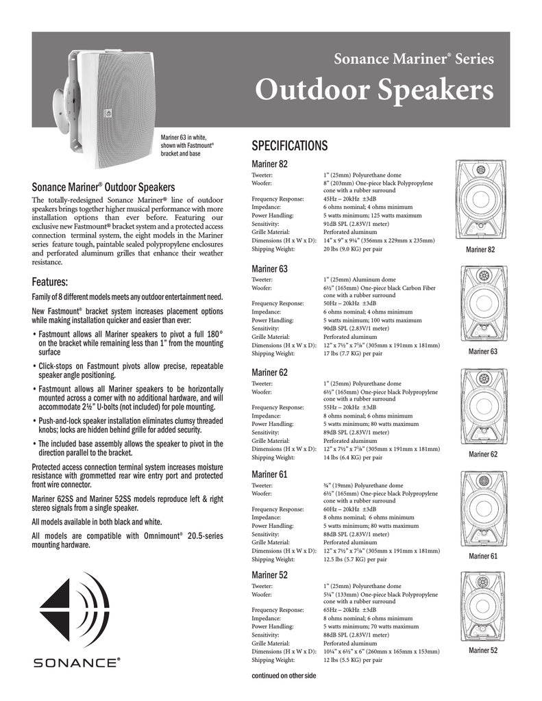 Sonance 52 Speaker System User Manual Manualzz