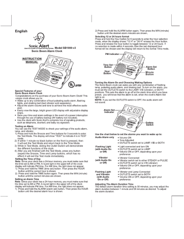 Sonic Alert Sb1000 V3 Clock User Manual, Sonic Boom Alarm Clock Manual