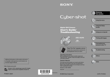 Read this first. Sony Cyber-shot DSC-H5, DSC-H2, DSC-H2/H5, Cyber Shot DSC-H2, Cyber-shot DSC-H2, DSC-H5, Cyber Shot DSC-H5 | Manualzz