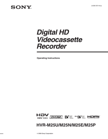 Sony HVR-M25E VCR Operating instructions | Manualzz