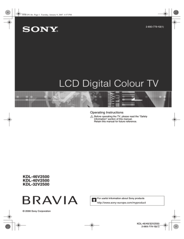 Sony KDL-40V2500 User manual | Manualzz