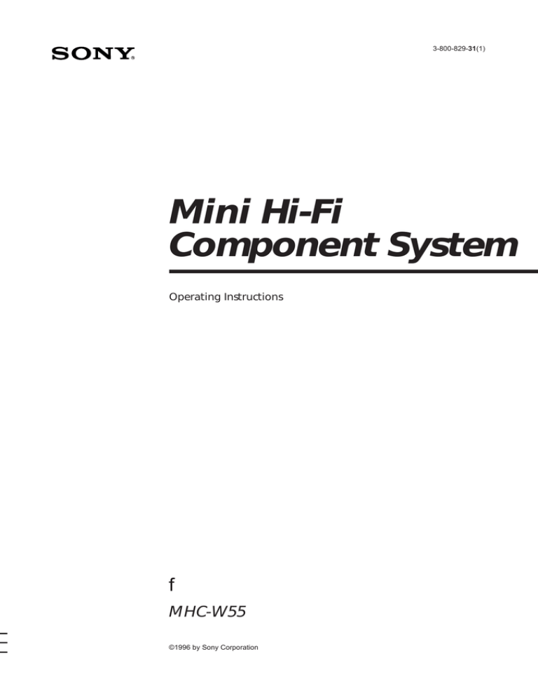 Sony Mhc W55 Operating Instructions Manualzz