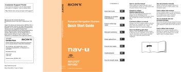 Sony nav-u NV-U52, NV-U Serie, nav-u NV-U72T, nvu72t, NV U72T, NV U52, NV-U72T, NV-U52, NV-U92T, NV-U82 Användarmanual | Manualzz