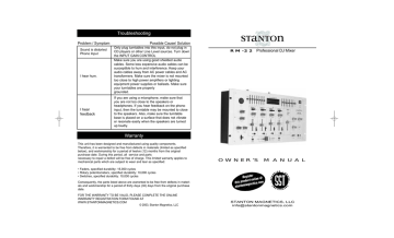 Stanton RM-22 DJ Equipment User Manual | Manualzz