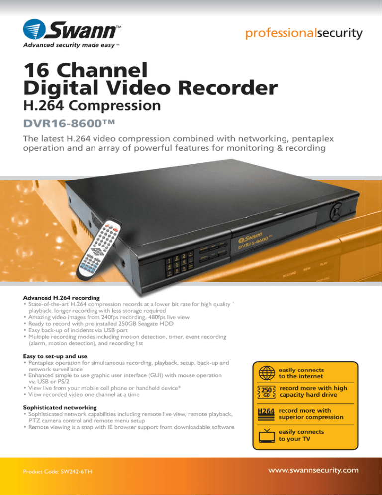 Swann DVR168600 DVR User Manual Manualzz
