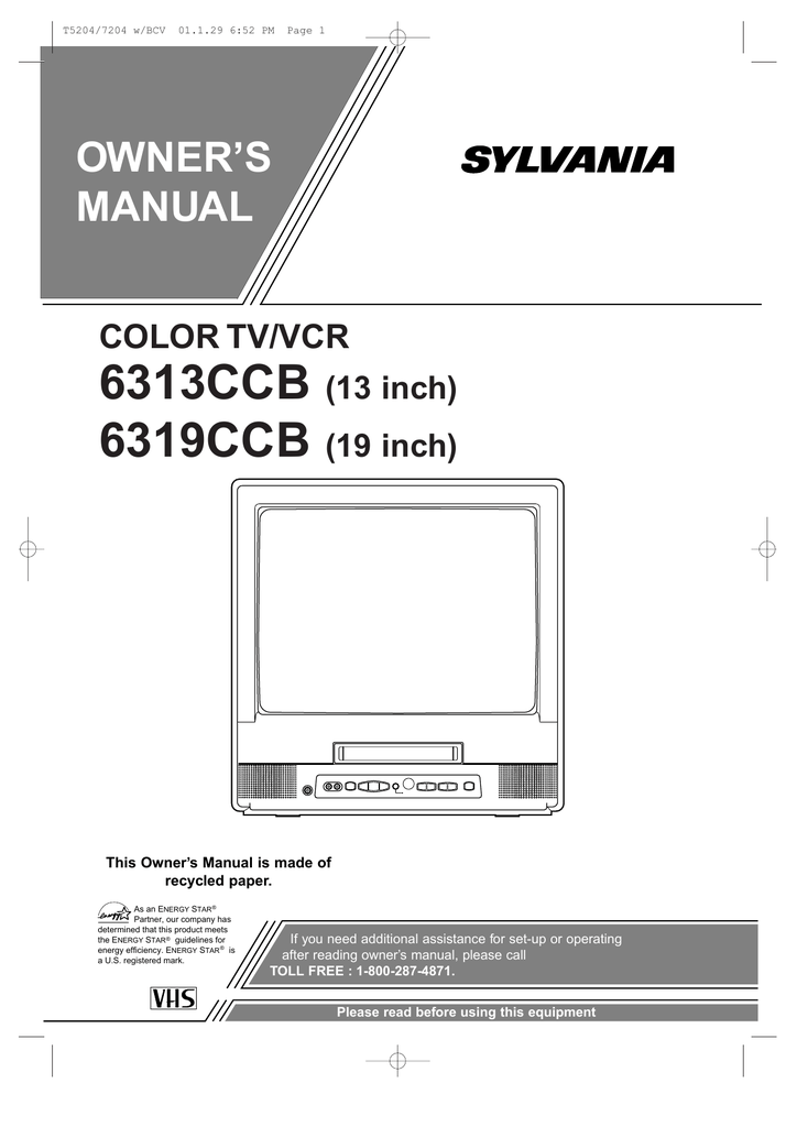 Sylvania 6313CCB CRT Television User Manual | Manualzz