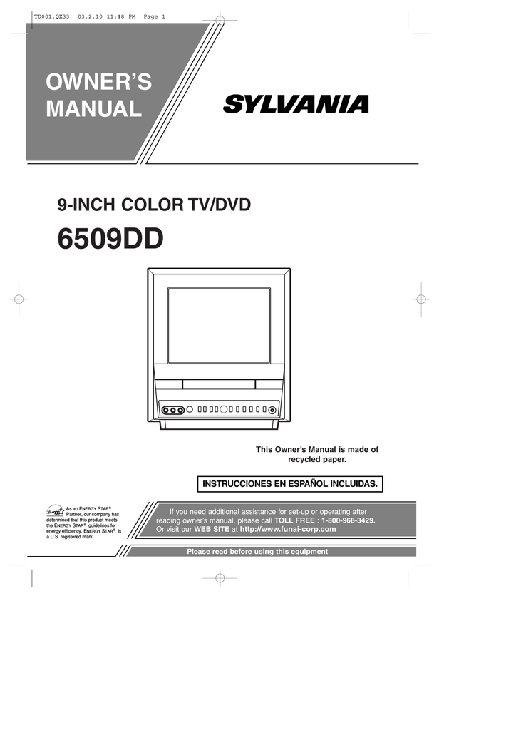 Sylvania 6509DD TV DVD Combo User Manual Manualzz