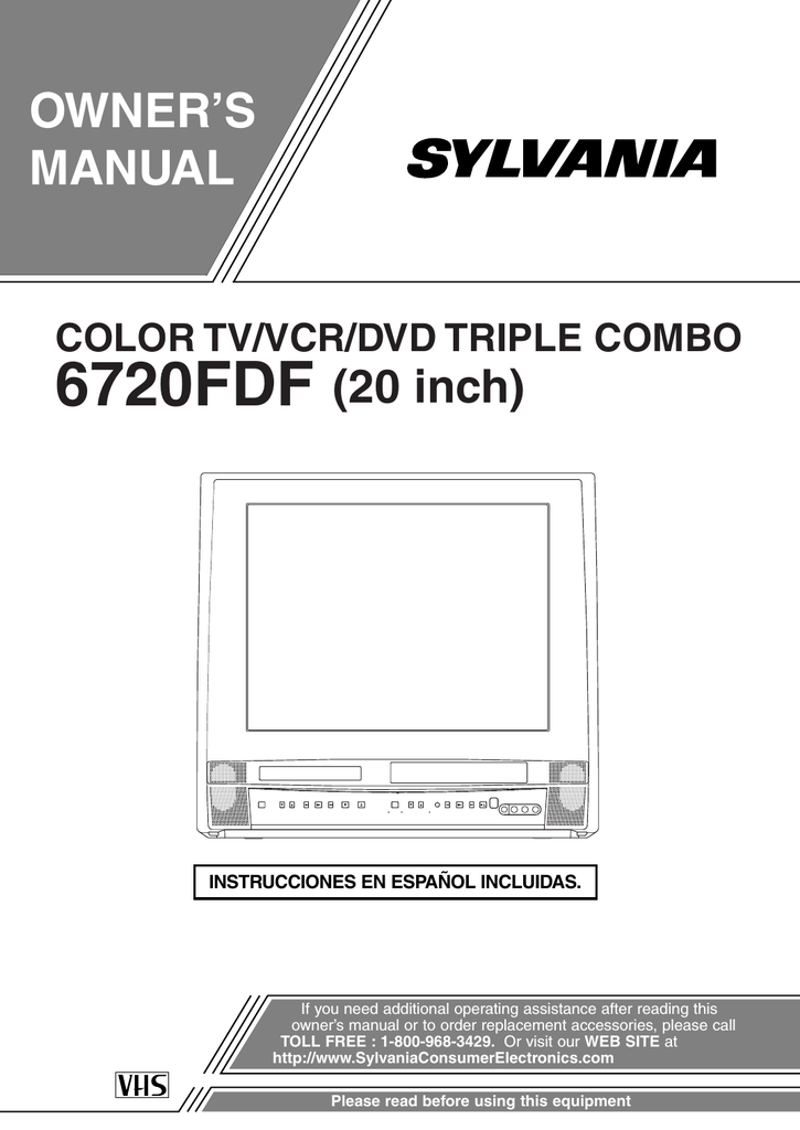 Sylvania 6720FDF TV VCR Combo User Manual Manualzz