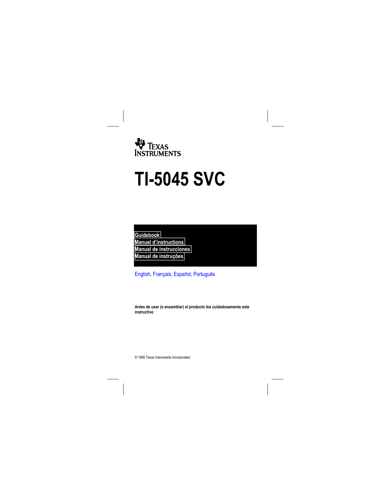 Texas Instruments TI-5045 SVC Calculator User Manual | Manualzz