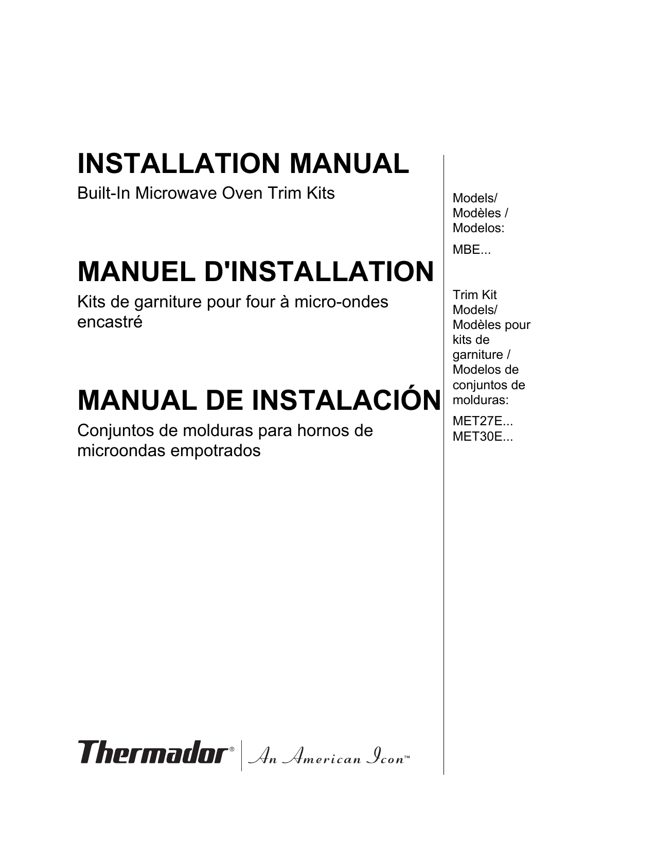 Thermador MET27E Microwave Oven User Manual Manualzz