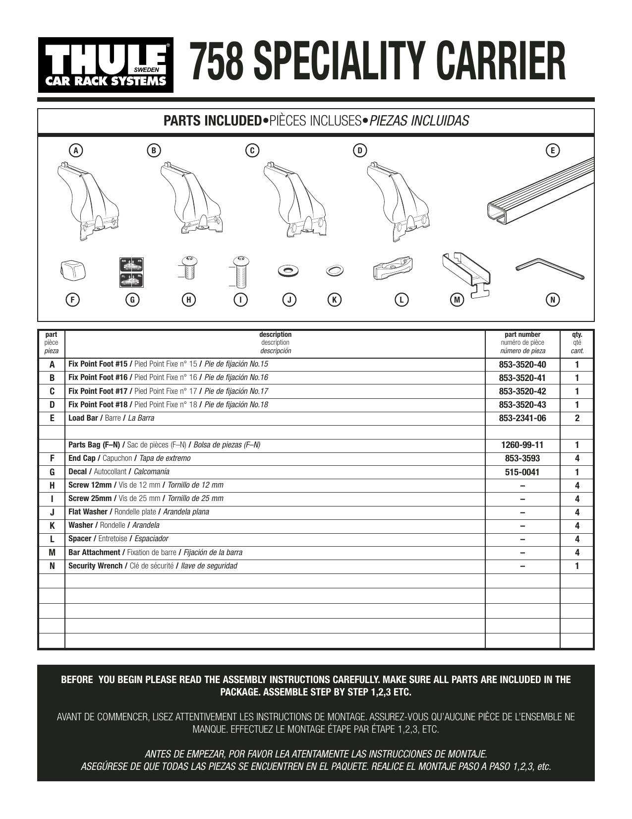 Thule 758 User manual Manualzz