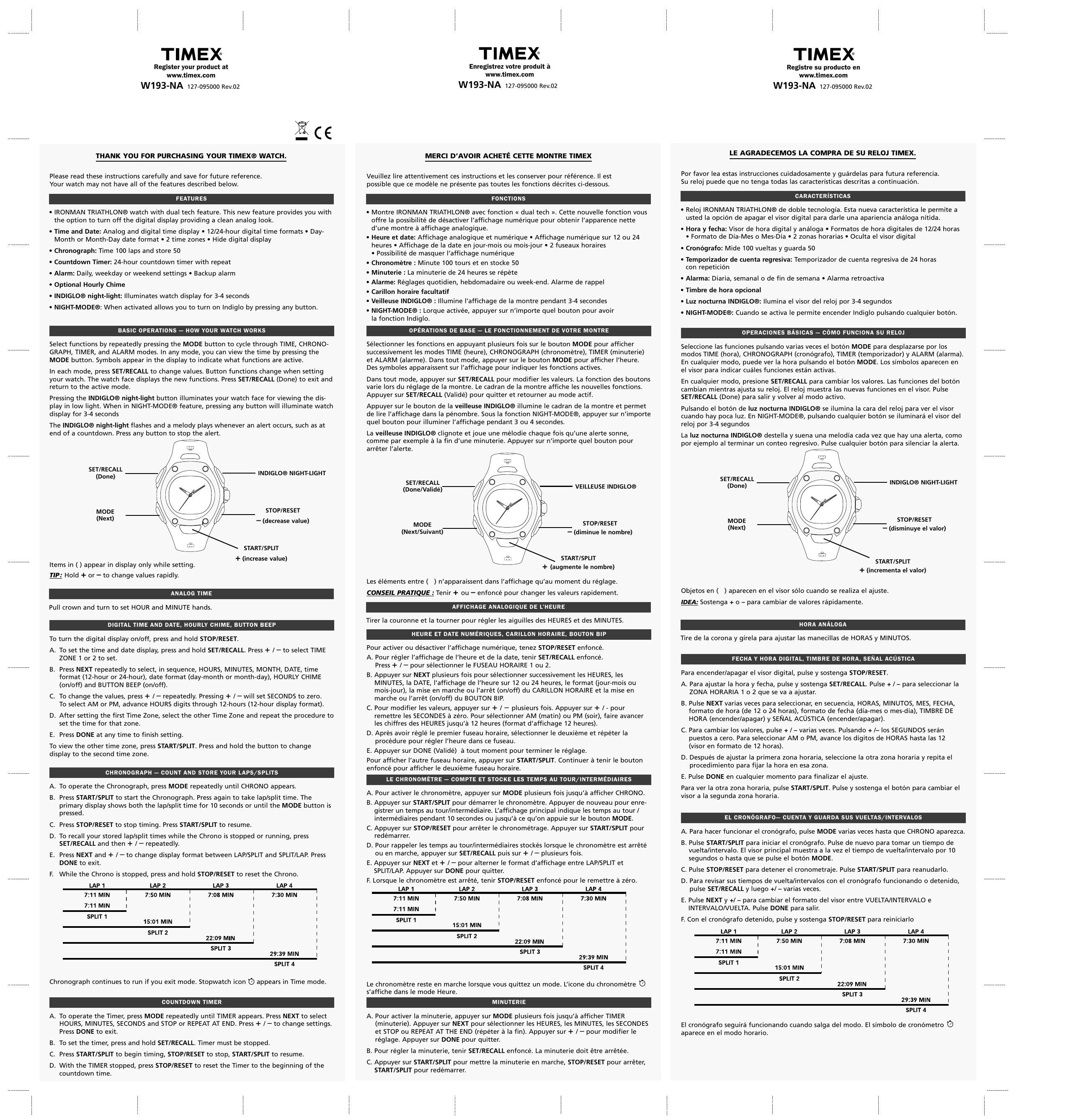 timex ironman triathlon instructions