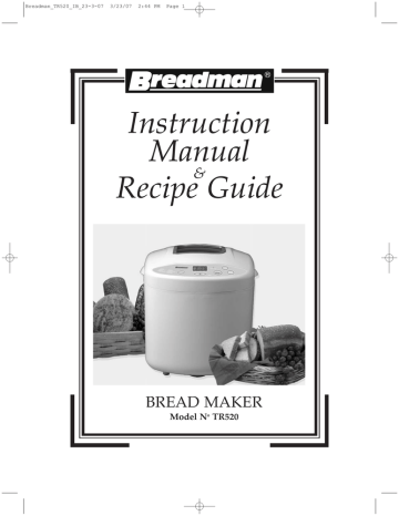 Toastmaster TR520 Bread Maker Instruction manual | Manualzz