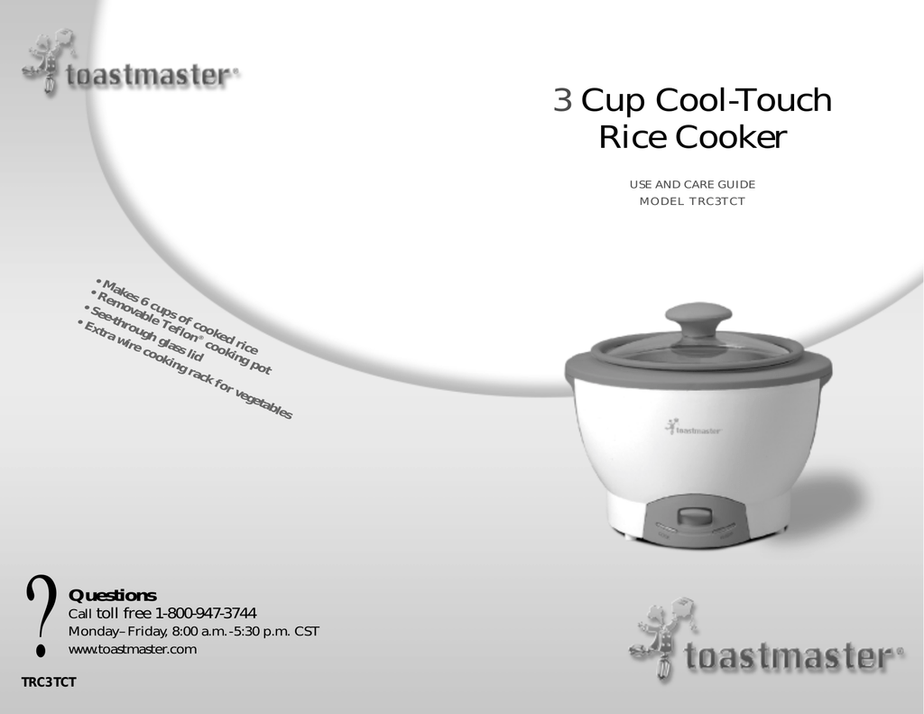 toastmaster rice cooker manual