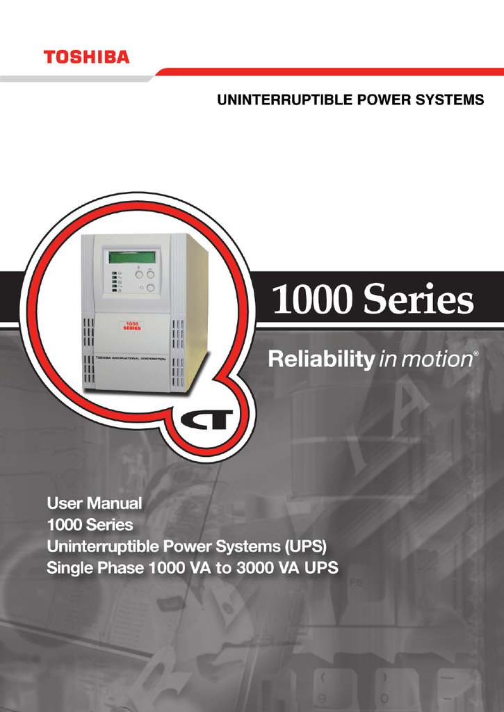 Toshiba 1000 Power Supply User Manual | Manualzz