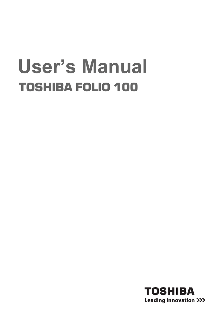 Toshiba 100 Laptop User Manual | Manualzz