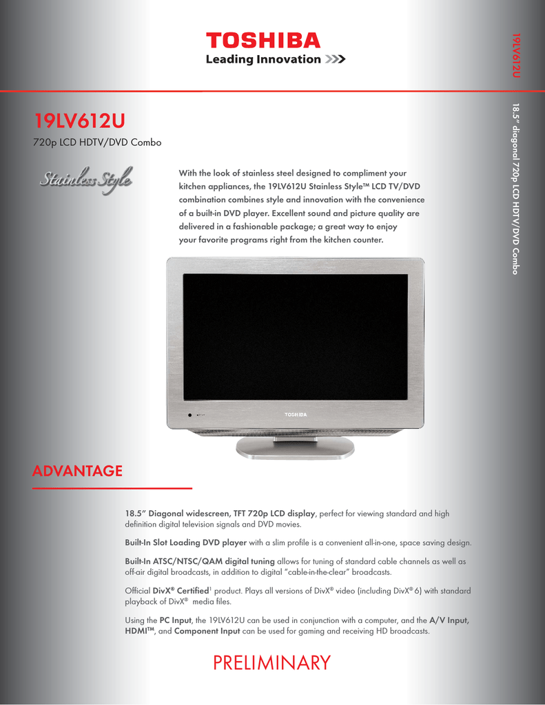 Toshiba 19lv612u Tv Dvd Combo User Manual Manualzz