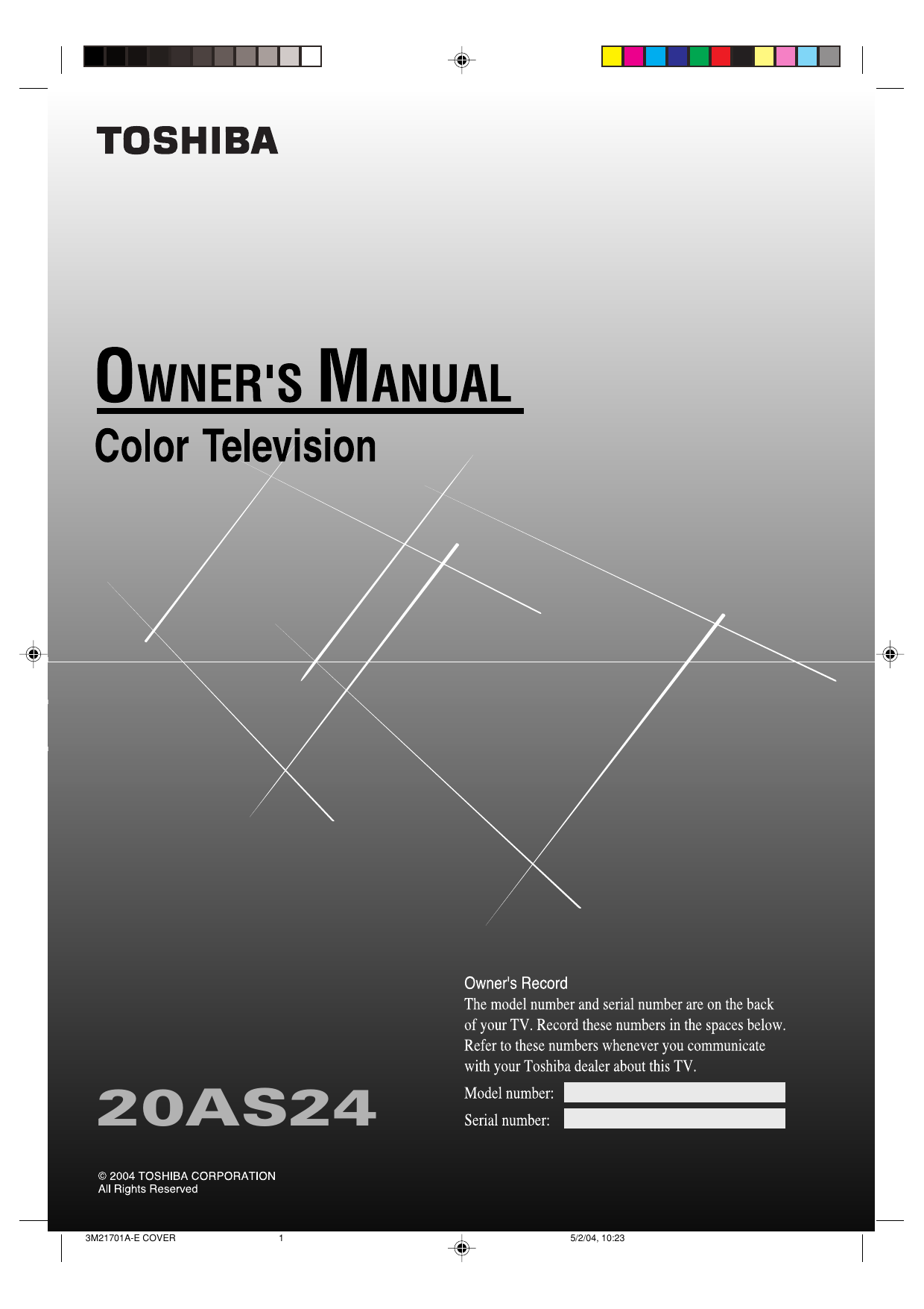 Toshiba 20AS24 Flat Panel Television User Manual | Manualzz