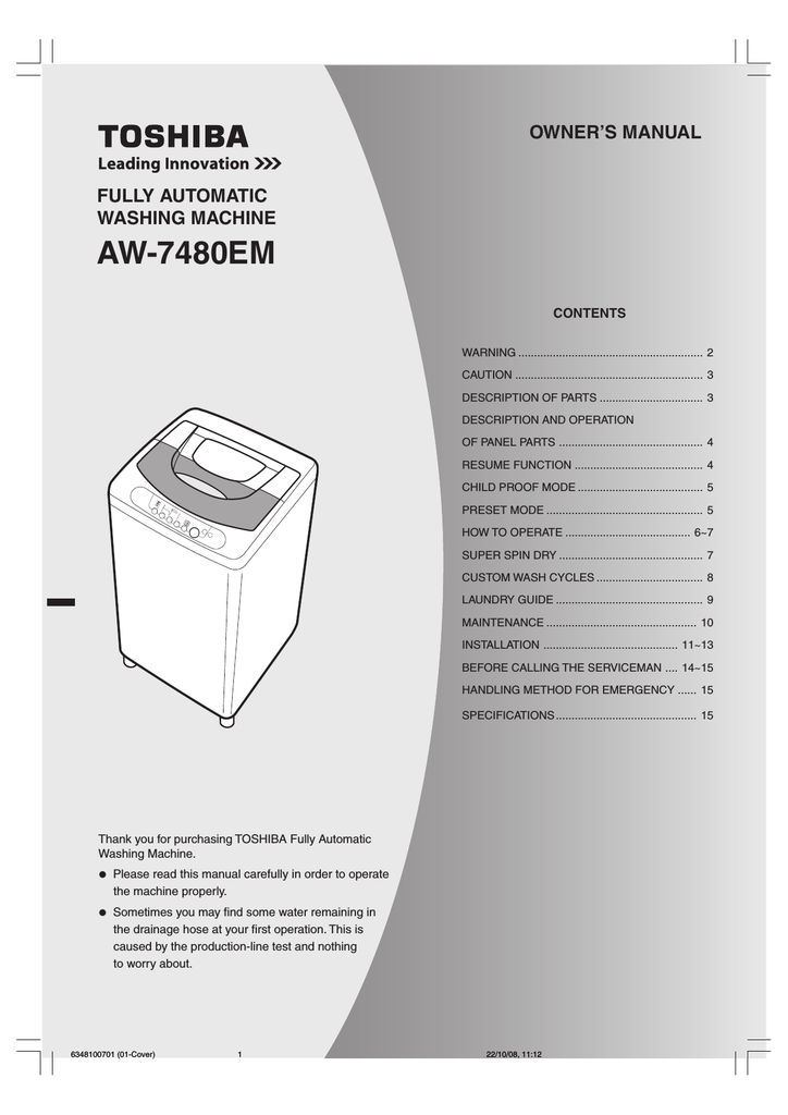 toshiba aw 7480e