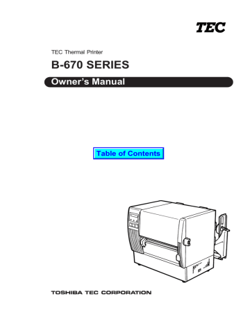 Toshiba B-670 SERIES Printer User Manual | Manualzz