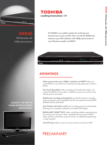 Toshiba DKR40 DVD Player User Manual | Manualzz
