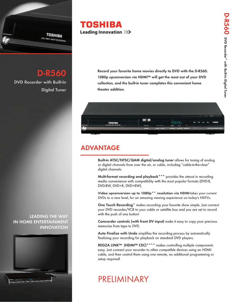 Toshiba DR560 DVD Player User Manual Manualzz