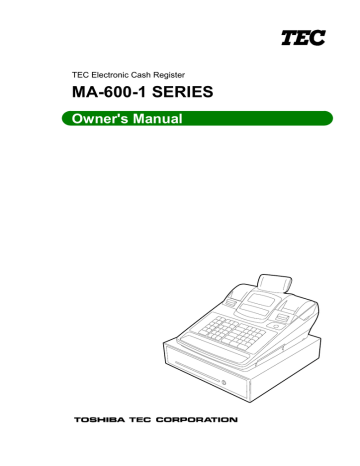 Toshiba MA-600-1 Cash Register Owner`s manual | Manualzz