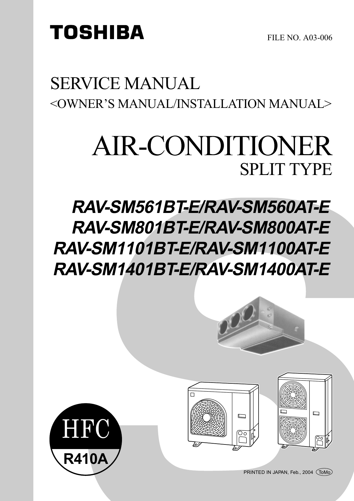 Toshiba R410A Air Conditioner User Manual Manualzz
