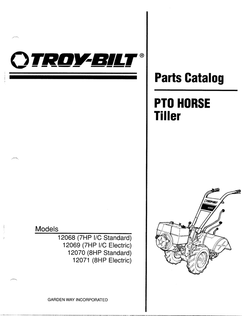 Troy-Bilt Tiller Tuffy 12060 12065 Operator Maintenance Instruction Manual CD 
