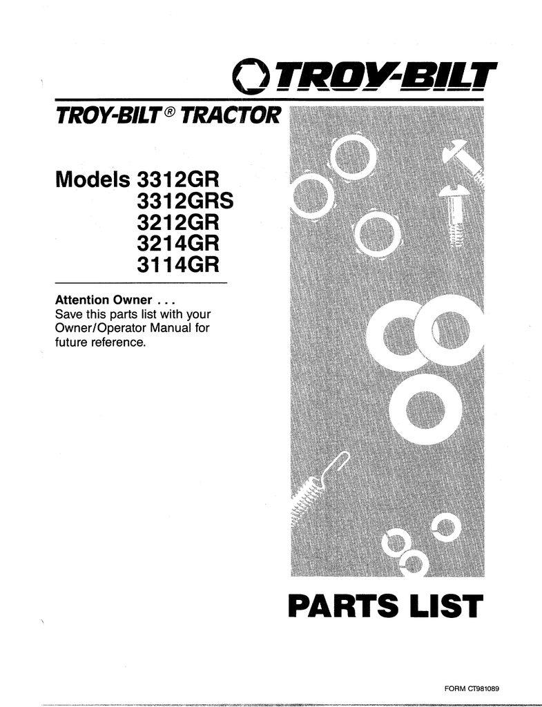 Troy Bilt Tiller Owners Manual