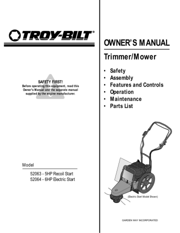 Troy-Bilt 52063, 52064 Trimmer User Manual | Manualzz