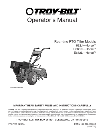 Troy-Bilt 68J-Horse Tiller User Manual | Manualzz