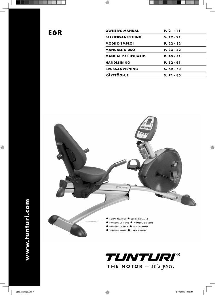 Tunturi E60 Home Gym User Manual Manualzz