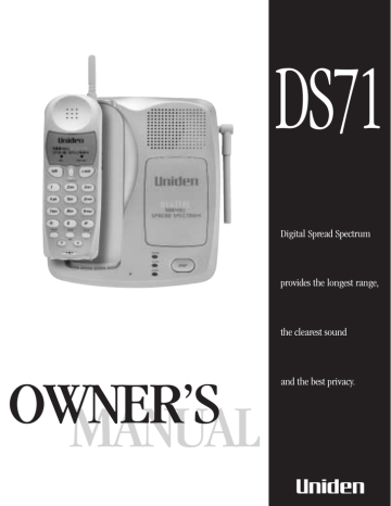 Uniden DS71 Cordless Telephone Owner`s manual | Manualzz