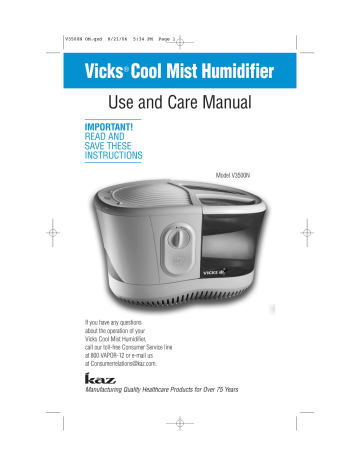 Vicks V3500n V3500n Cool Mist User Manual Manualzz Vicks V3500n V3500n Cool Mist User Manual Manualzz