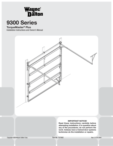 Wayne Dalton 9300 Garage Door Opener, Torquemaster Garage Door Spring Manual