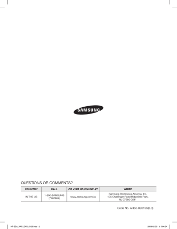 Samsung HT-BD2 User manual | Manualzz