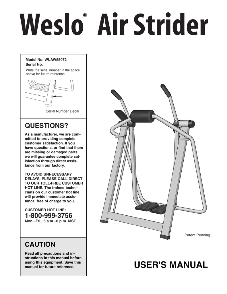 Weslo WLAW55072 Home Gym User Manual Manualzz