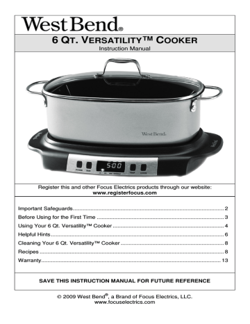 West Bend Versatility 84866 Slow Cooker 