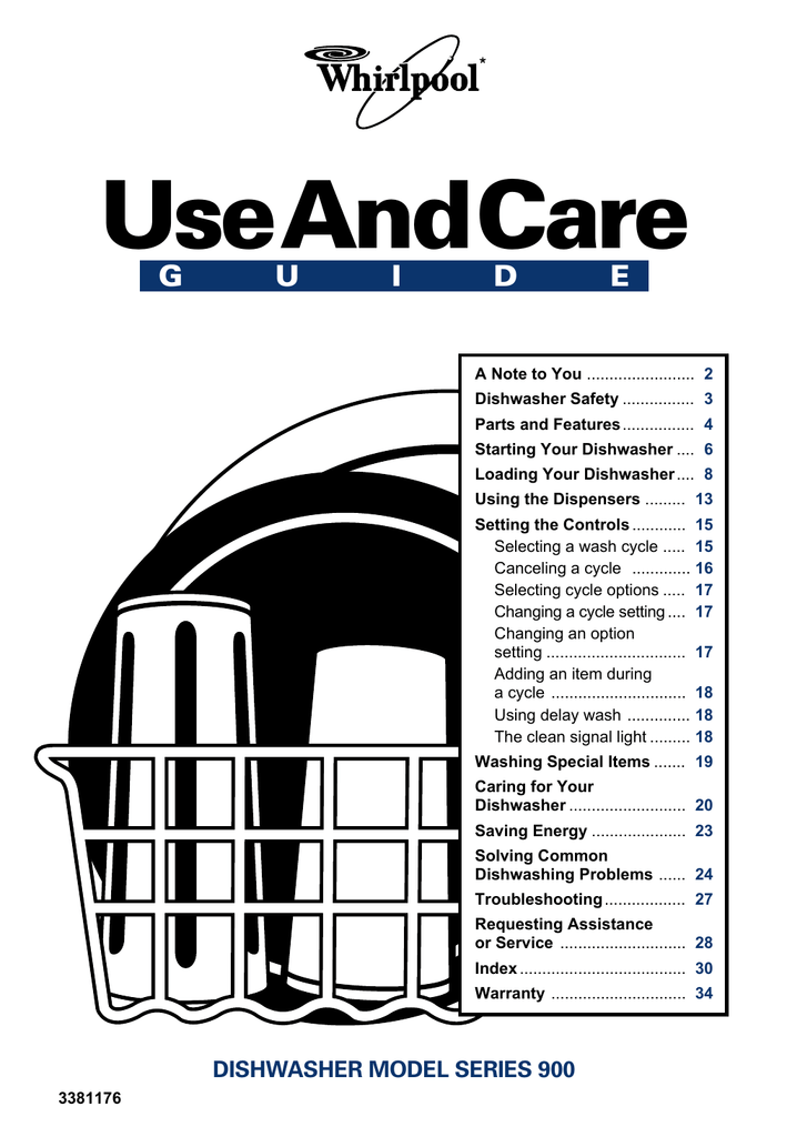 Whirlpool 900 Dishwasher User Manual Manualzz