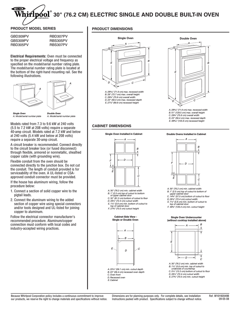 Whirlpool Gbd309pv Oven User Manual Manualzz Com