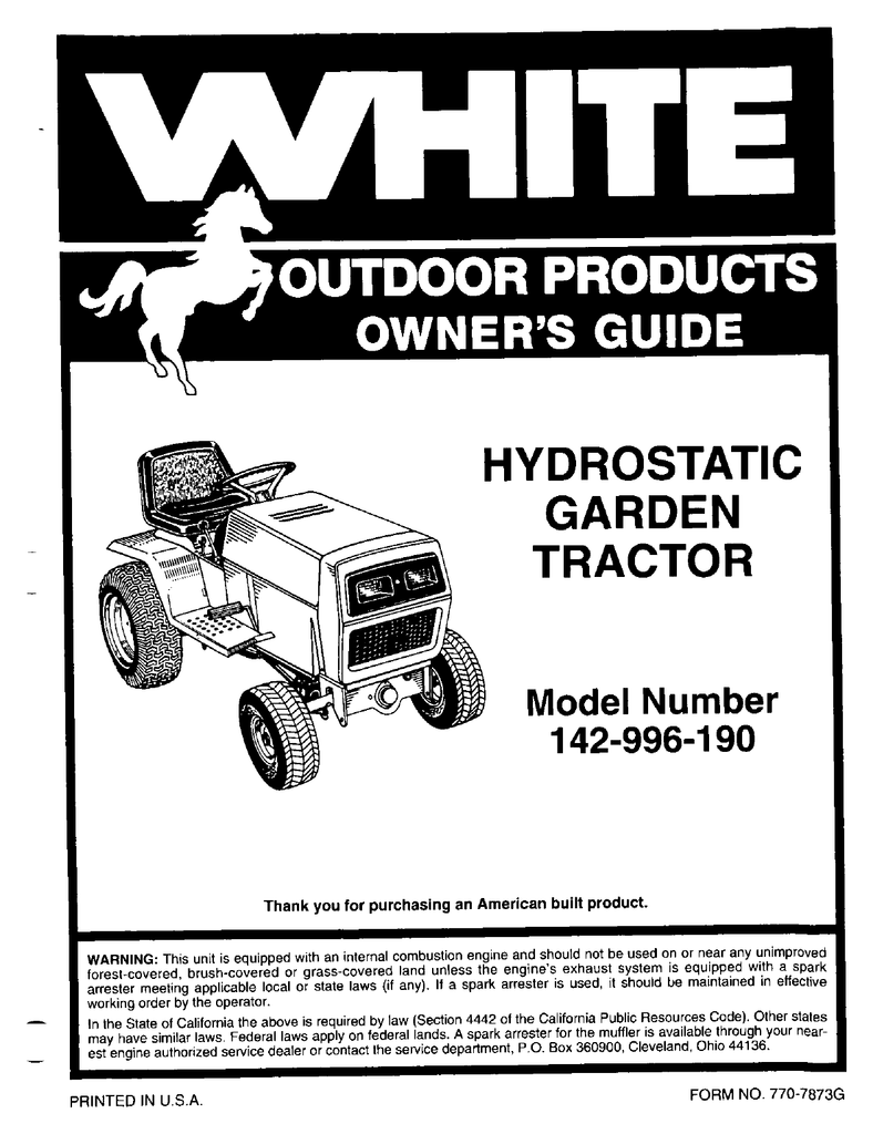 White Outdoor 142 996 190 Lawn Mower User Manual Manualzz